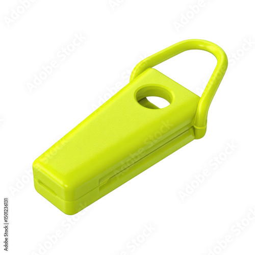 Lime-green clamp, loop isolated on transparent background