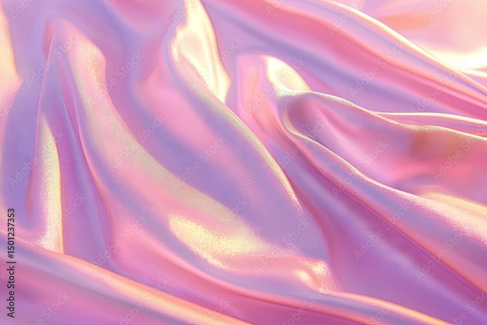 Fototapeta premium Soft, shimmering, pastel pink and purple fabric folds.
