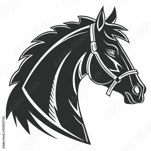 Elegant horse head silhouette vector graphic isolated on white background