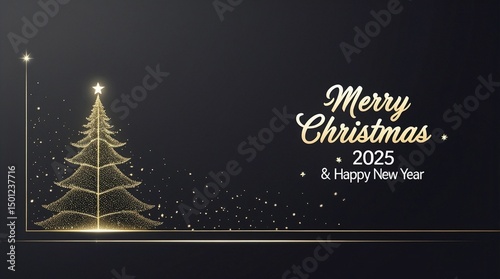 Christmas themed backgrounds and templates,Golden Christmas tree with premium and modern design,Merry Christmas 2025  and happy New year Greetings