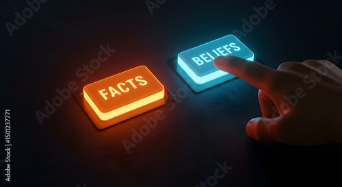 Facts versus beliefs concept choosing beliefs over facts decision making illustration render image