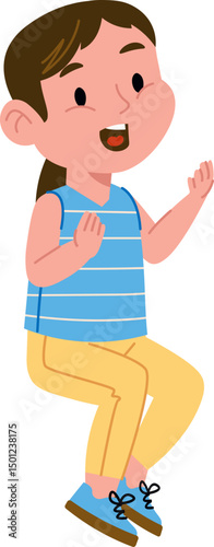Cheerful Child Girl in Casual Outfit