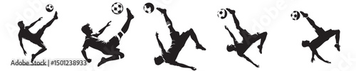 vector silhouette of a footballer doing a bicycle kick