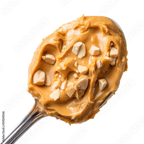Peanut butter on spoon isolated on transparent background