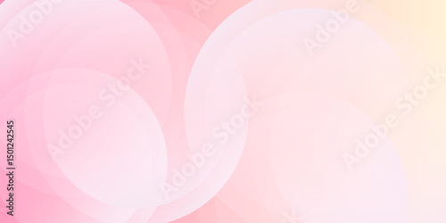 Minimalist banner background, pastel colorful, pink and yellow gradations. Circle effect style geometric, abstract modern