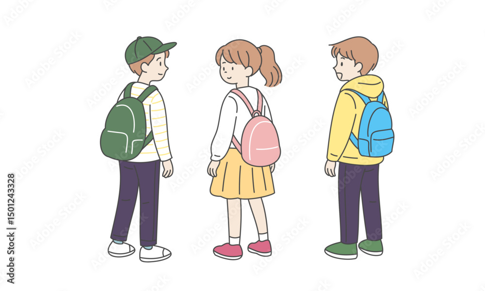リュックを背負う子供たち リュックを背負う子供たち