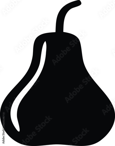 Simple Black Silhouette of a Pear Fruit Icon
