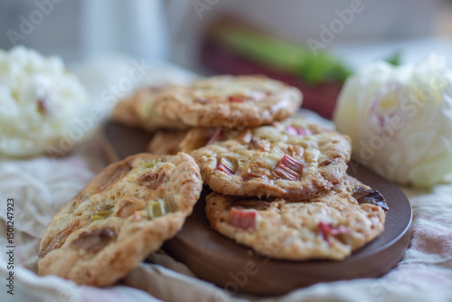 Chocolate chip cookies with rhubarb