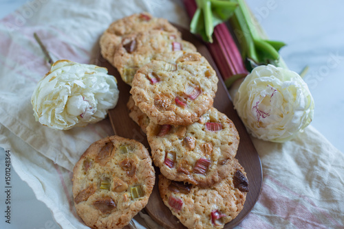Chocolate chip cookies with rhubarb