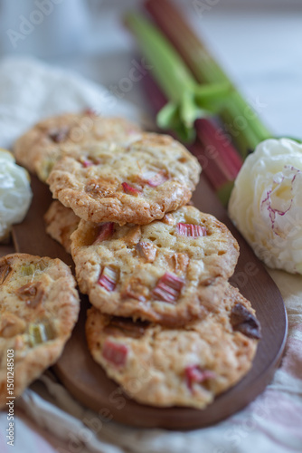 Chocolate chip cookies with rhubarb