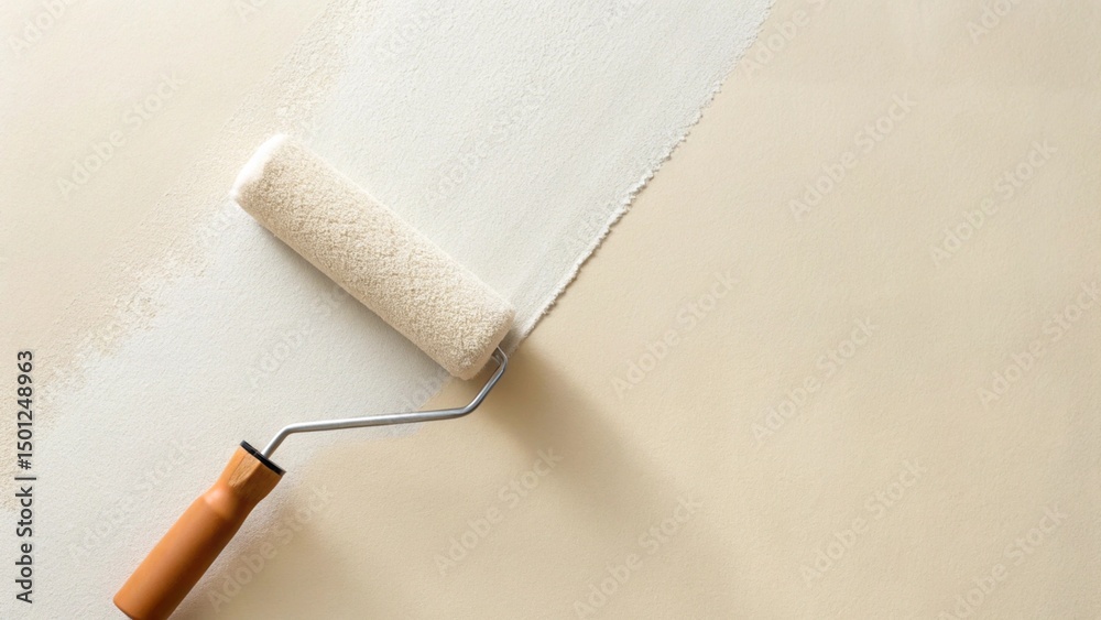 Obraz premium This close-up shot emphasizes the clean application and texture of the paint, highlighting the precision and satisfaction of a home improvement project