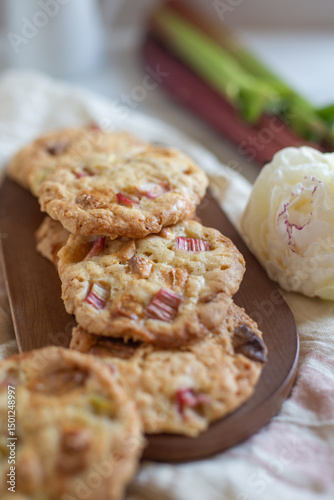 Chocolate chip cookies with rhubarb