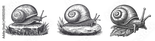 Vintage Snail Vector Art Illustration for Nature and Wildlife Themes