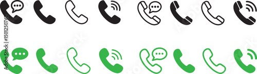 Phone Call Icon Set – Vector Illustration of Mobile, Landline, and Communication Symbols
