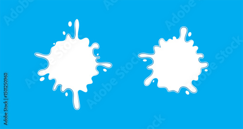 Set Colorful ink spots, Splash splatter abstract shape. Vector