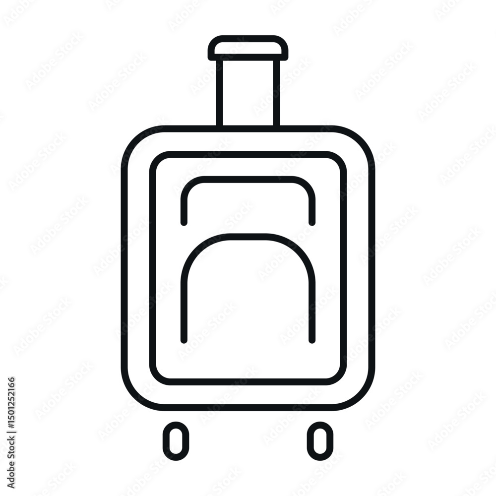 Obraz premium Travel bag icon with linear outlines symbolizing exploration and the joy of travel. Ideal for travel-related graphics and applications.