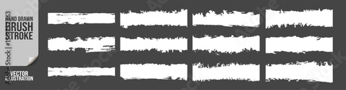 Brush strokes frame vector.  Set of grunge black paint, ink brush strokes. Set of text boxes isolated on transporent.