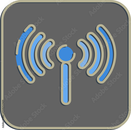 Icon hotspot. Internet network elements. Icon in embossed style.