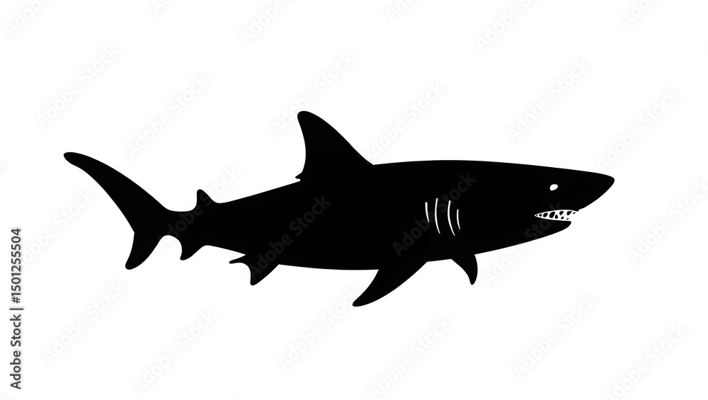 Naklejka premium shark logo type black and white icon