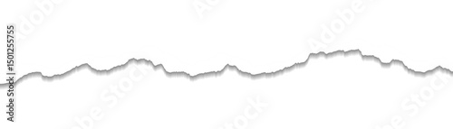 Realistic horizontal torn paper strips on transparent background