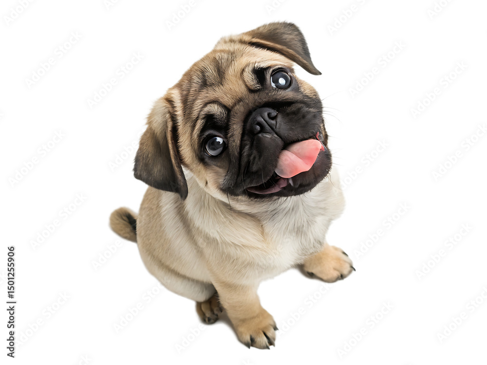 Obraz premium Adorable pug puppy sitting and looking up