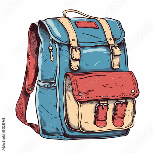 illustration, backpack, vector, drawing, travel, design, isolated, school, white, graphic, icon, back, student, background, pack, bag, sketch, business, sport, baggage, adventure, equipment