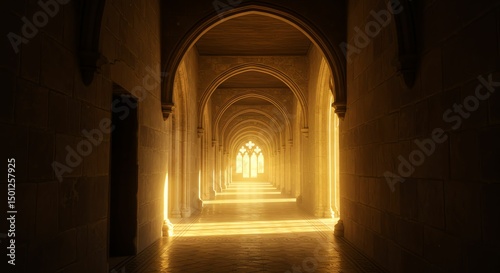 Archway Hallway with Light and Arches