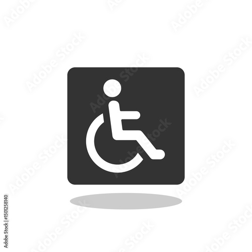 Disabled sign icon with shadow