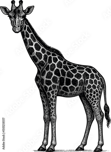Giraffe vector black silhouette print design