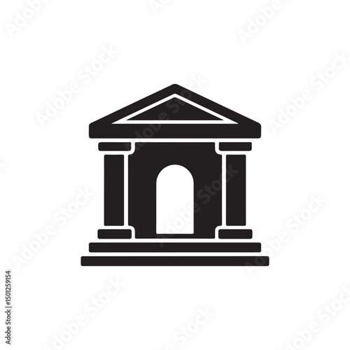 Black bank icon white background. Vector illustration
