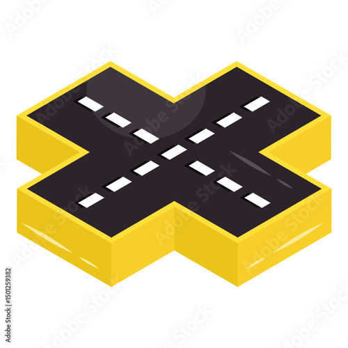 Conceptual isometric design icon of road intersection