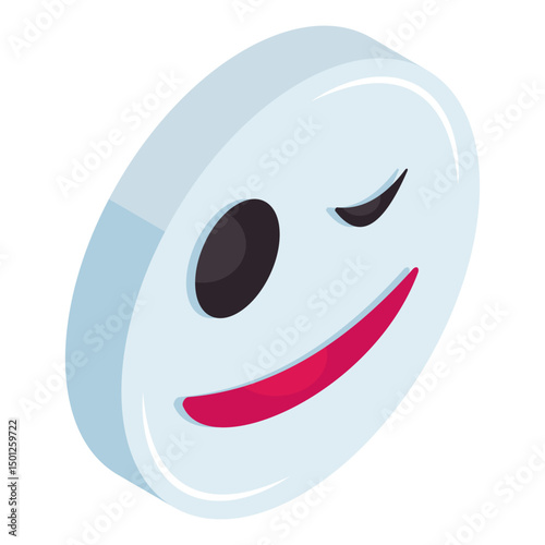 A creative design icon of wink eye emoji