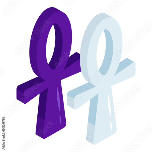 A colored design icon of ankh symbol 