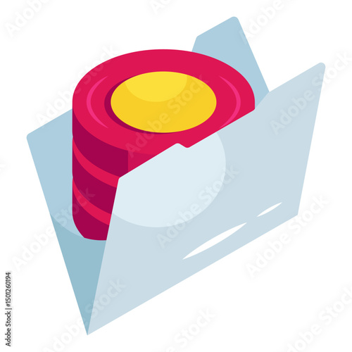An isometric icon design of database folder 
