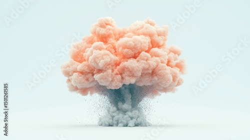Anime-inspired city pop scene featuring a dramatic volcanic eruption explosion on a pristine white backdrop, showcasing vibrant colors and dynamic energy in a minimalist setting.