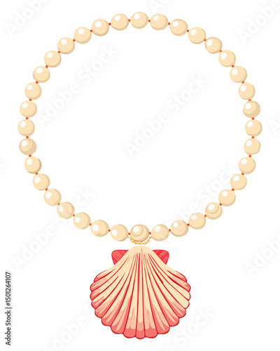 classic pearl necklace with shell pendant