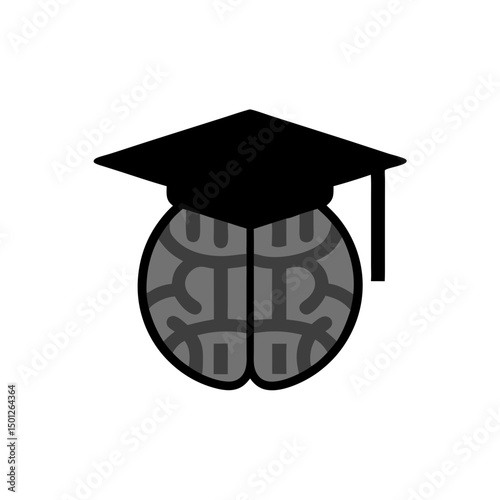 Depiction of mental connections and intellect with a gray brain icon on on transparent background