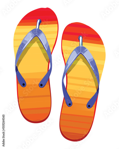 Striped Orange and Purple Flip-flops