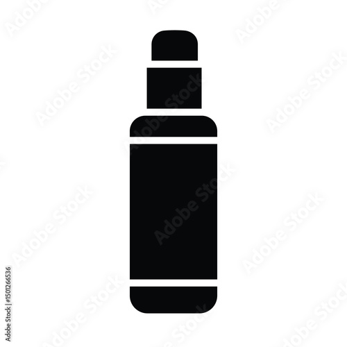 Black skincare bottle silhouette, cosmetic bottle silhouette vector illustration, cosmetic packaging silhouette black and white, beauty product icon