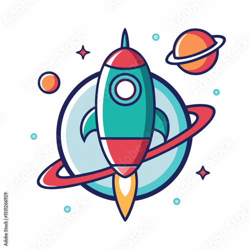 cartoon rocket vector illustration