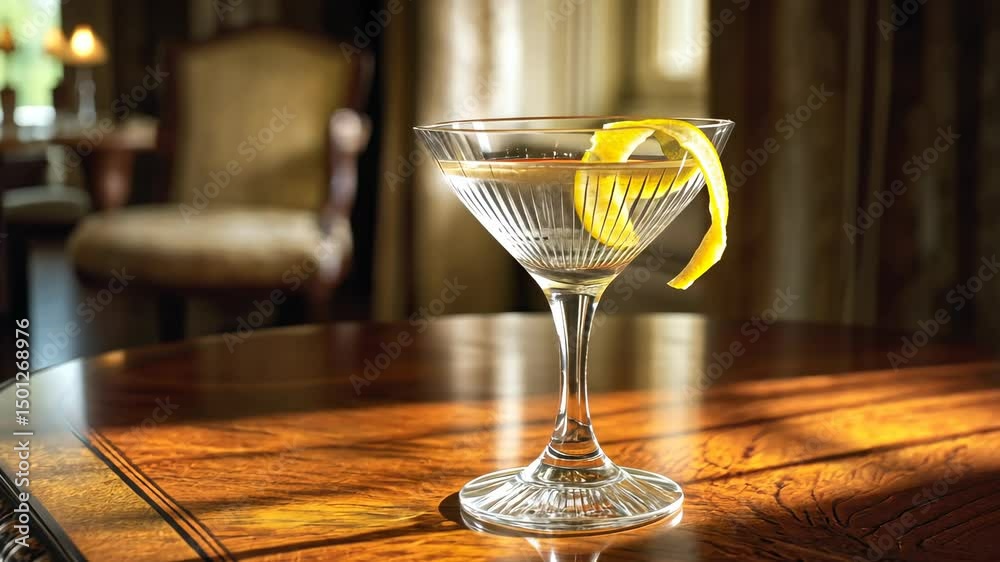 Classic martini, elegant glassware, twist