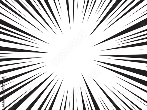Manga comic explosion, motion or movement effect, vector background. Manga anime cartoon radial speed lines and abstract pattern for comic book burst, flash ray or explode bang action	