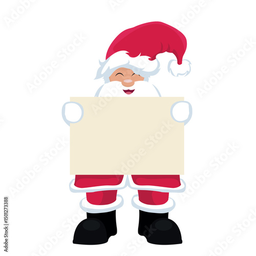 santa claus holding blank poster
