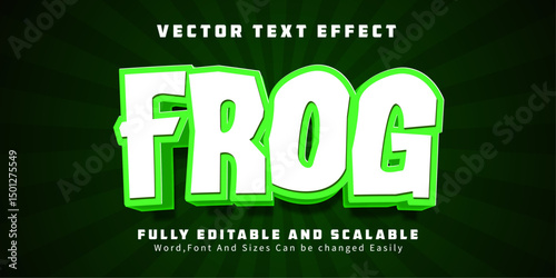 Frog text effect editable amphibian and green 
