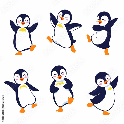 Happy penguins characters animal wildlife antarctica nature winter
