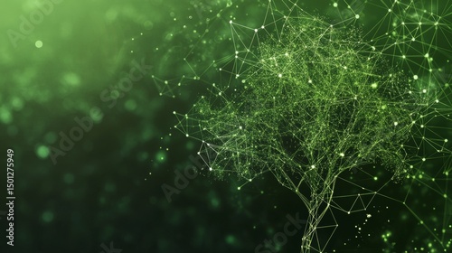 ESG icon concept with small tree for environmental, social, and governance in sustainable and ethical business on the Network connection on a green background.