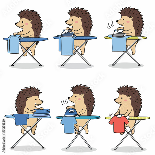 Hedgehog ironing process steps household chores