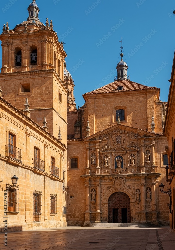 Obraz premium Photo of a Detailed Exterior View of a Historical Church Building in Europe