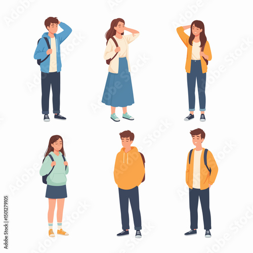 Students wearing backpacks ready for school, college, education