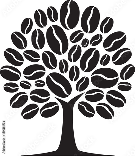 Vector tree silhouette illustration: a natural design symbol for growth and ecology